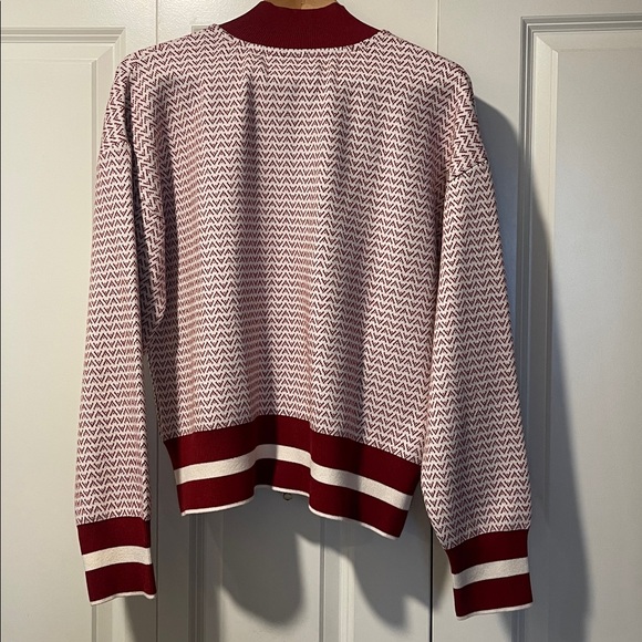 NWT Varley Red & White Walter Knit Gold double Zip Jacket Large - Picture 4 of 16